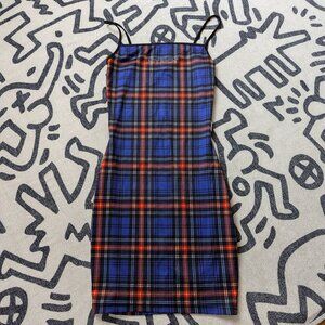 Joyrich Blue Plaid Bodycon Dress Fits like Small